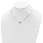 Sterling Silver RH-plated CZ/Cross/FWC Pearl w/2in ext Necklace