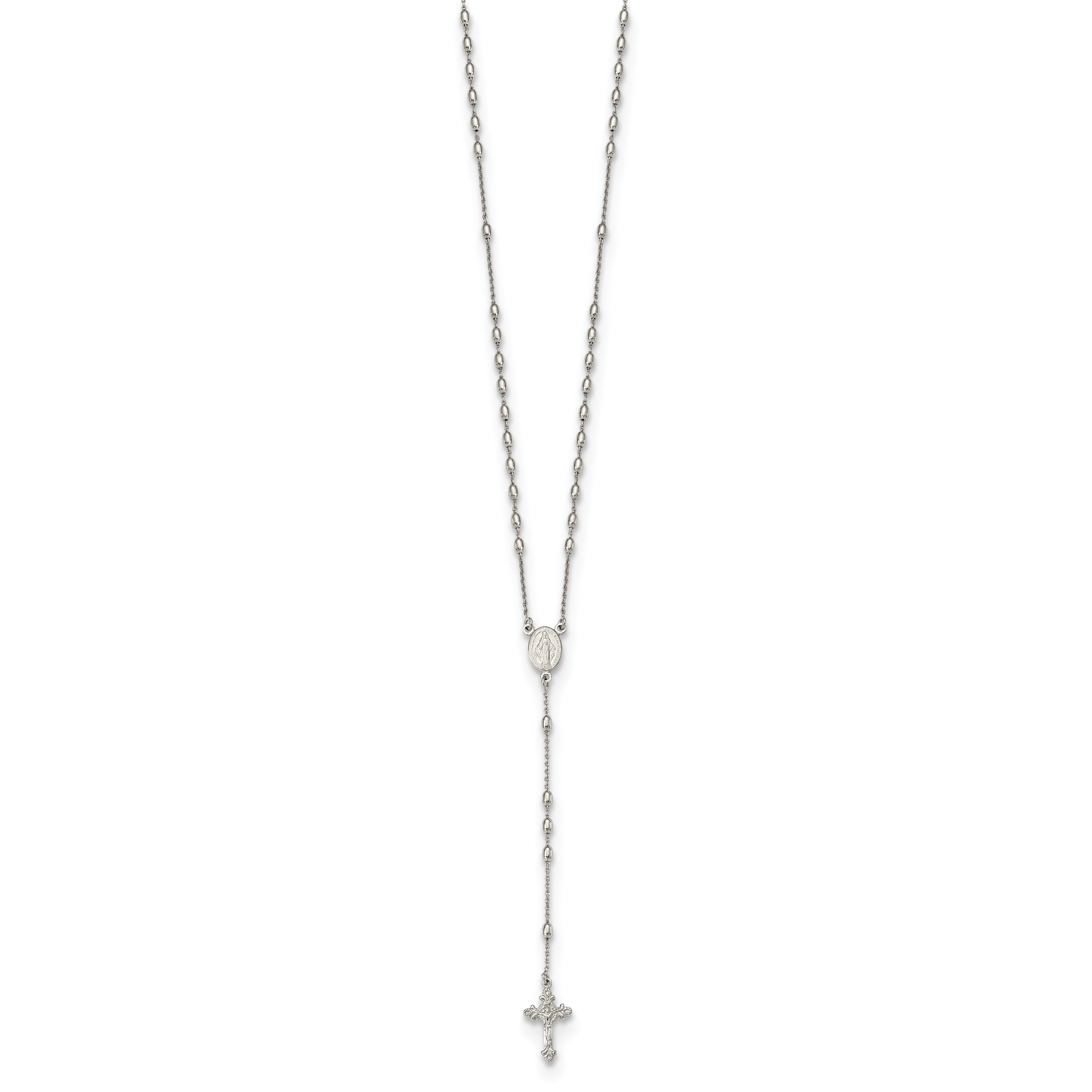 Sterling Silver Beaded Rosary18 inch Necklace with1.25 inch extension Secondary image
