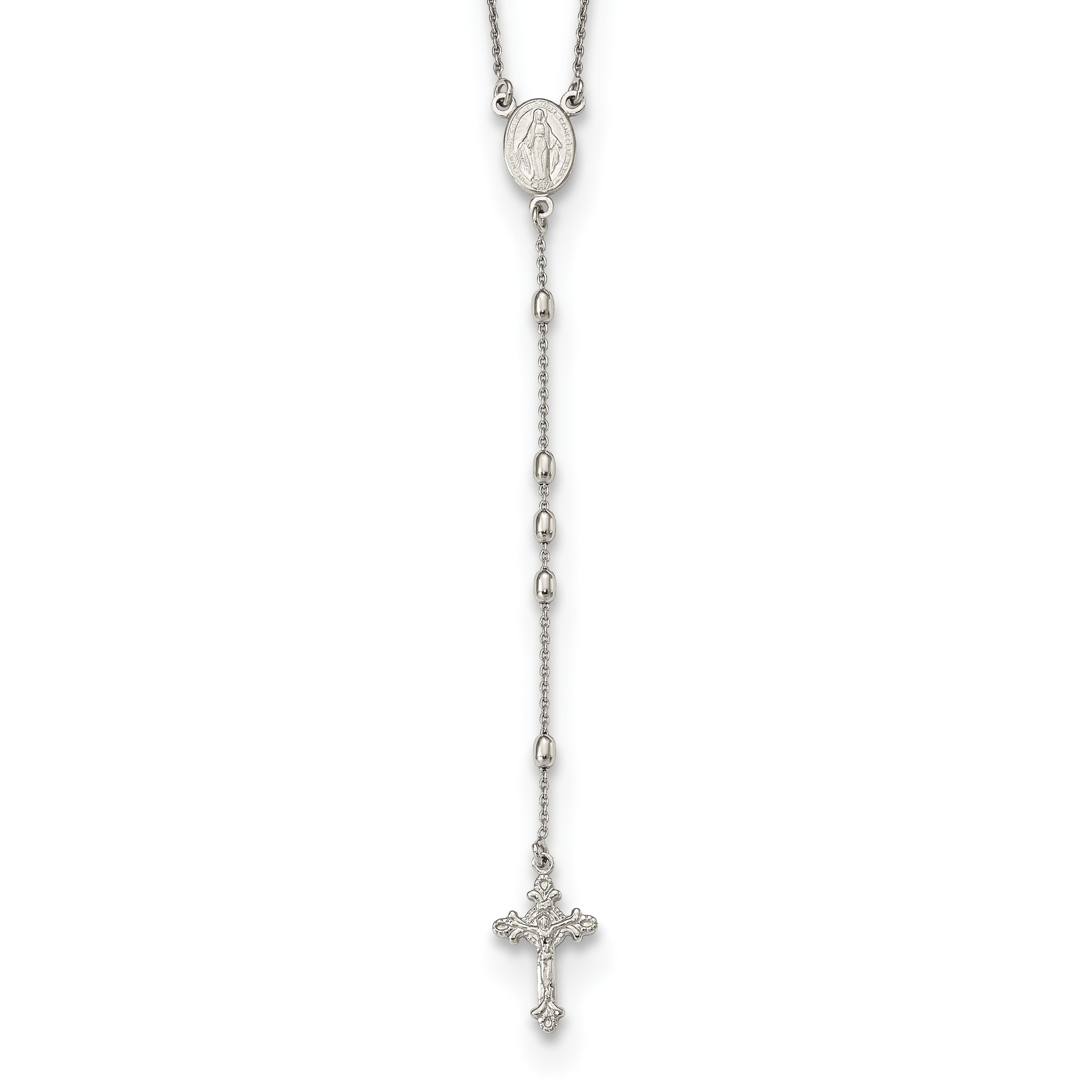 Sterling Silver Beaded Rosary18 inch Necklace with1.25 inch extension Main image