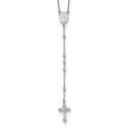 Sterling Silver Beaded Rosary18 inch Necklace with1.25 inch extension