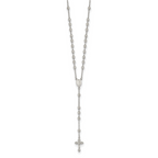 Sterling Silver Rhodium-plated Beaded Rosary Necklace