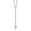 Sterling Silver Rhodium-plated Beaded Rosary Necklace