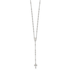 Sterling Silver Rhodium-plated Beaded Rosary 27 inch Necklace