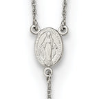 Sterling Silver Rhodium-plated Beaded Rosary 27 inch Necklace