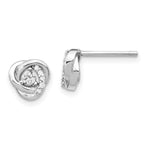 Sterling Silver Rhodium-plated CZ Love Knot Earrings w/2in ext Necklace Set