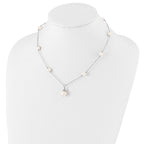 Sterling Silver Rhodium-plated 9-10mm FWC Pearl Necklace/Earrings Set