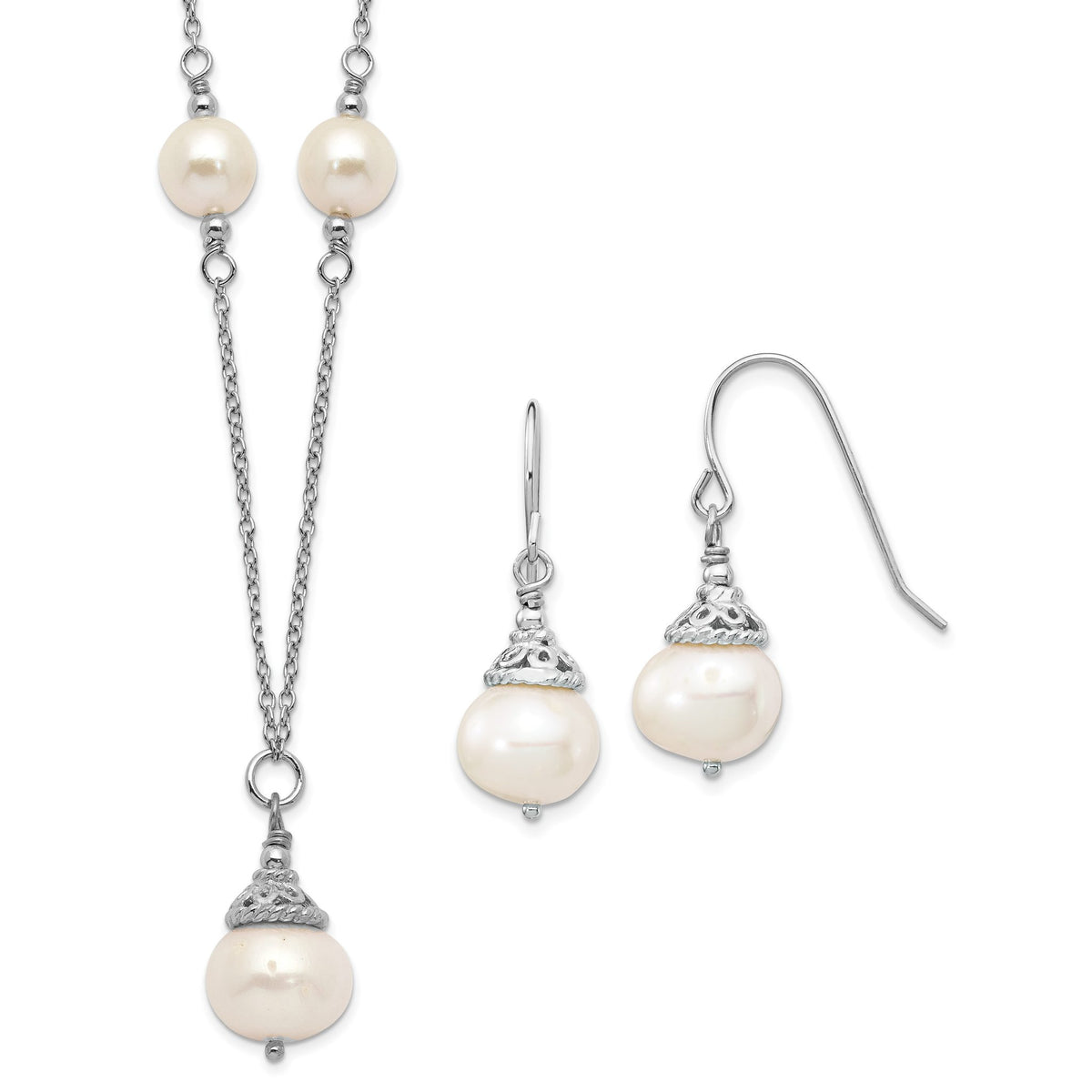 Freshwater Pearl Set Earrings in Sterling Silver, 9-10mm - Sophia Jewelers Main image