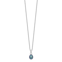 Sterling Silver Rhodium-plate FWC Black Pearl Necklace/Earrings Set