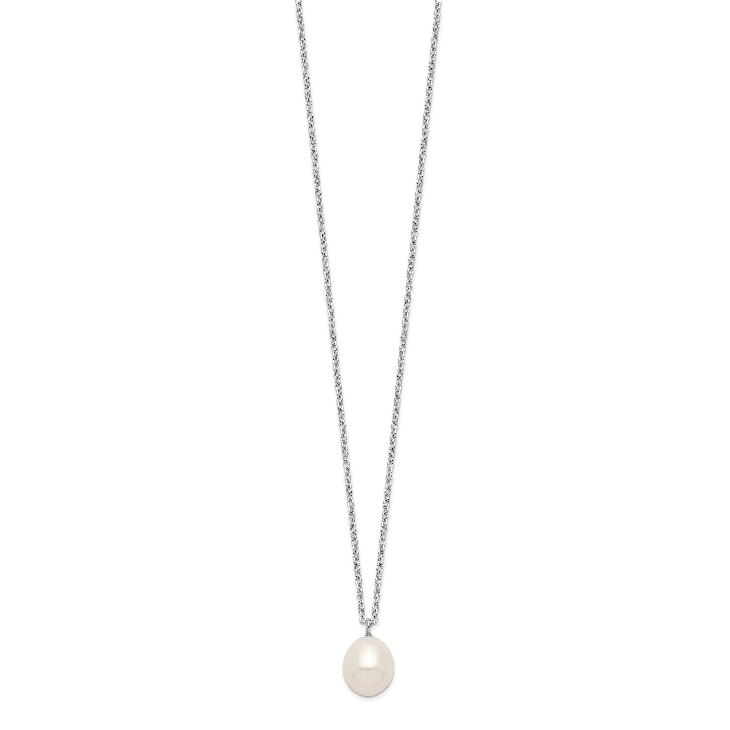 Sterling Silver Rhodium-plated 8-9mm Rice FWC Pearl Necklace/Earrings Set Secondary image
