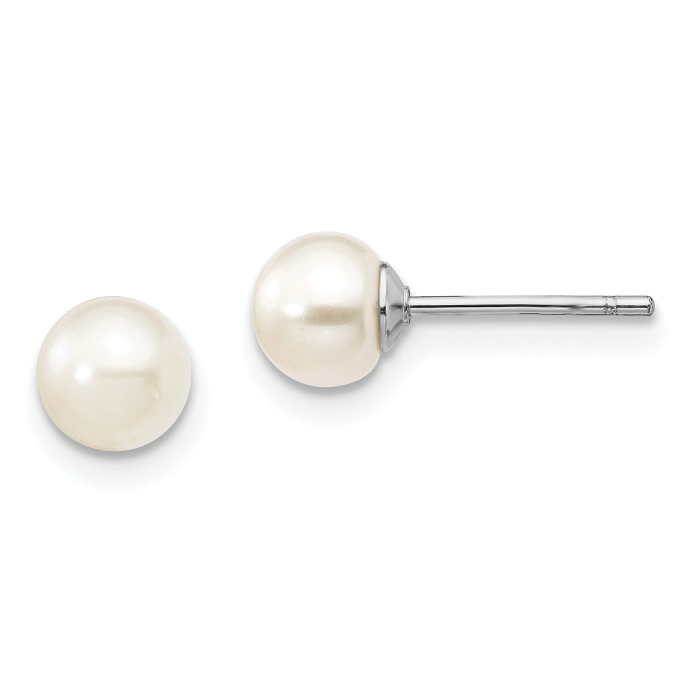 Sterling Silver Madi K Rhodium-plated 5-6mm Semi-round Freshwater Cultured Pearl 12in Necklace, 4in Bracelet & Stud Earrring Set Secondary image