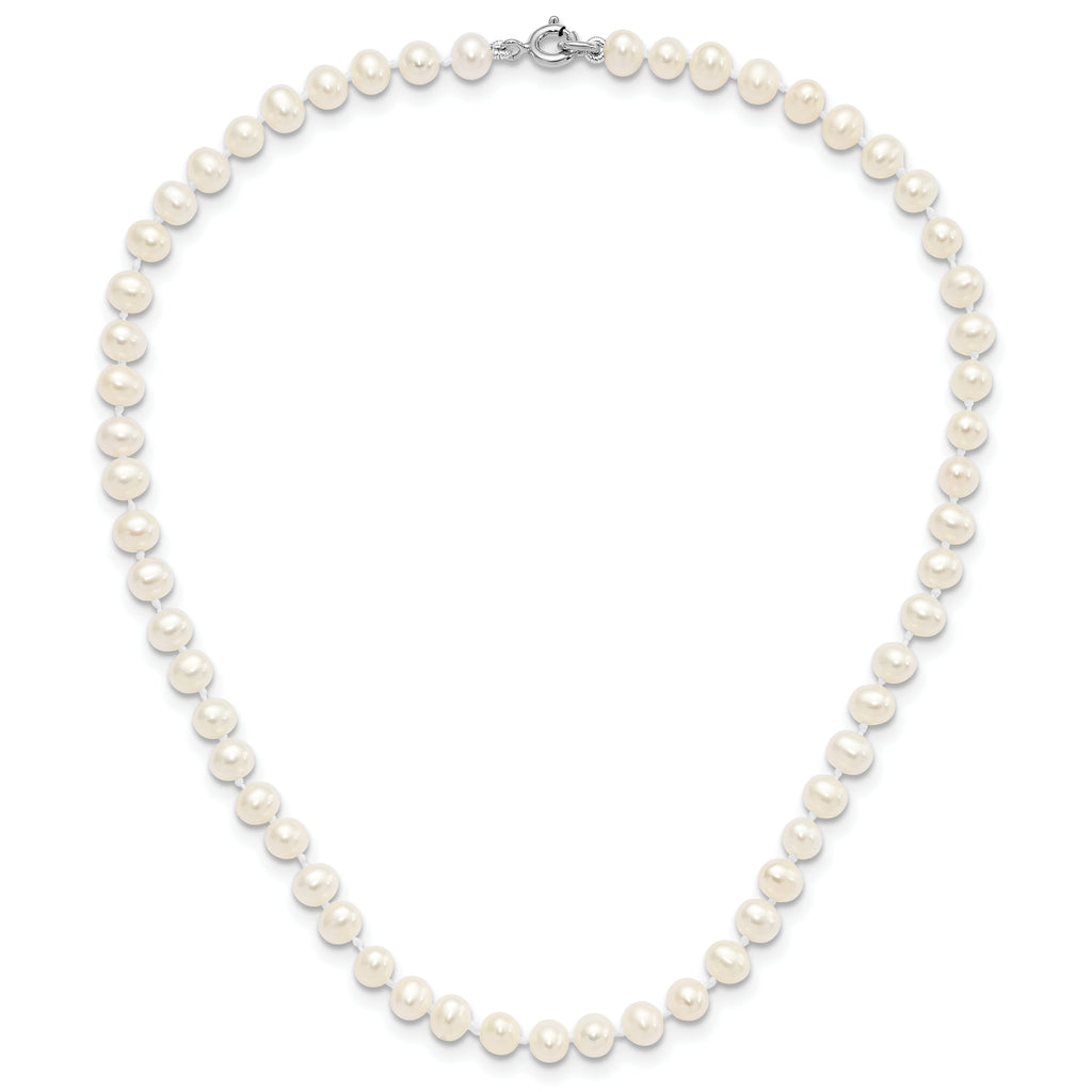 Sterling Silver Madi K Rhodium-plated 5-6mm Semi-round Freshwater Cultured Pearl 12in Necklace, 4in Bracelet & Stud Earrring Set