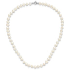 Sterling Silver Madi K Rhodium-plated 5-6mm Semi-round Freshwater Cultured Pearl 12in Necklace, 4in Bracelet & Stud Earrring Set