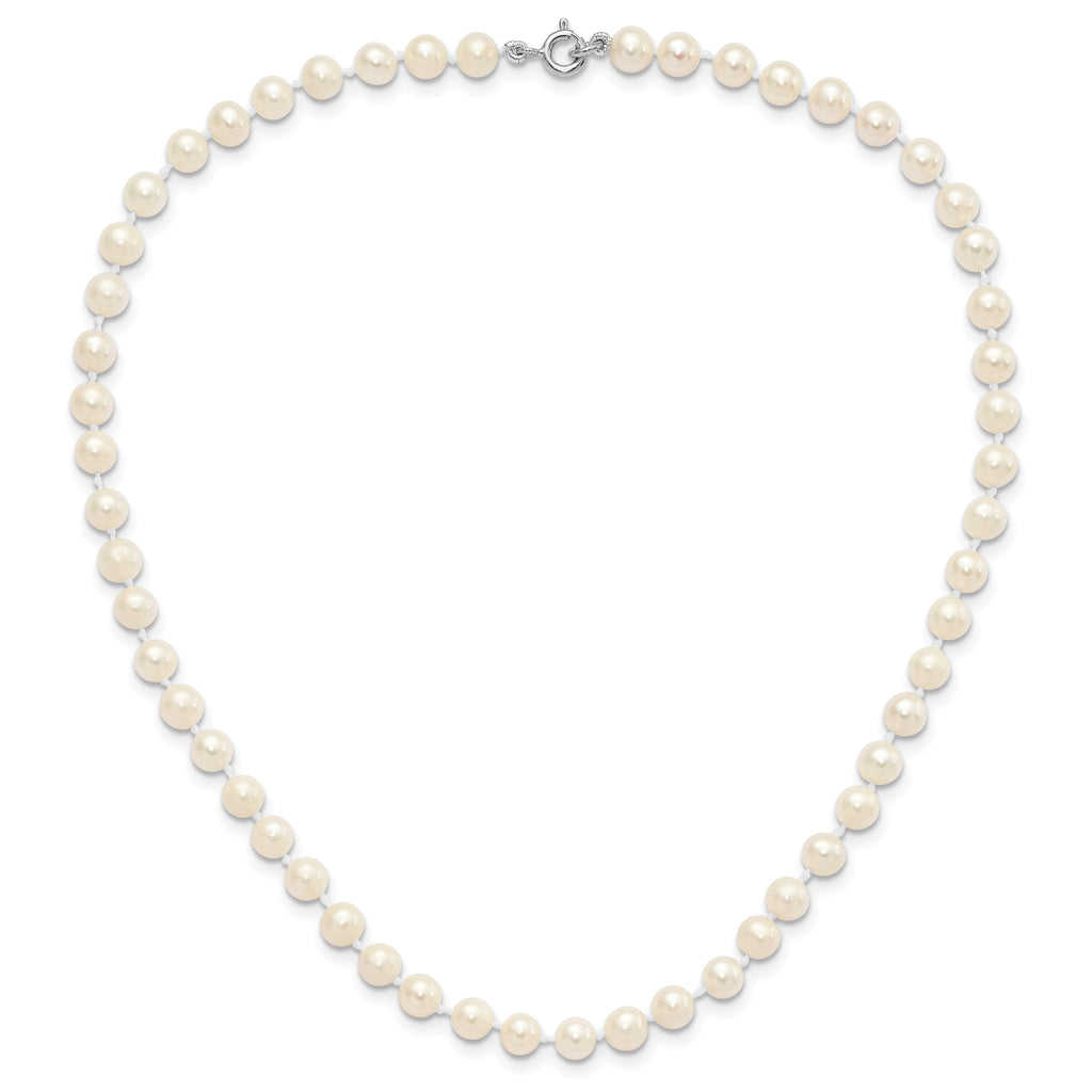 Sterling Silver Madi K Rhodium-plated 5-6mm Semi-round Freshwater Cultured Pearl 12in Necklace, 4in Bracelet & Button Earrring Set