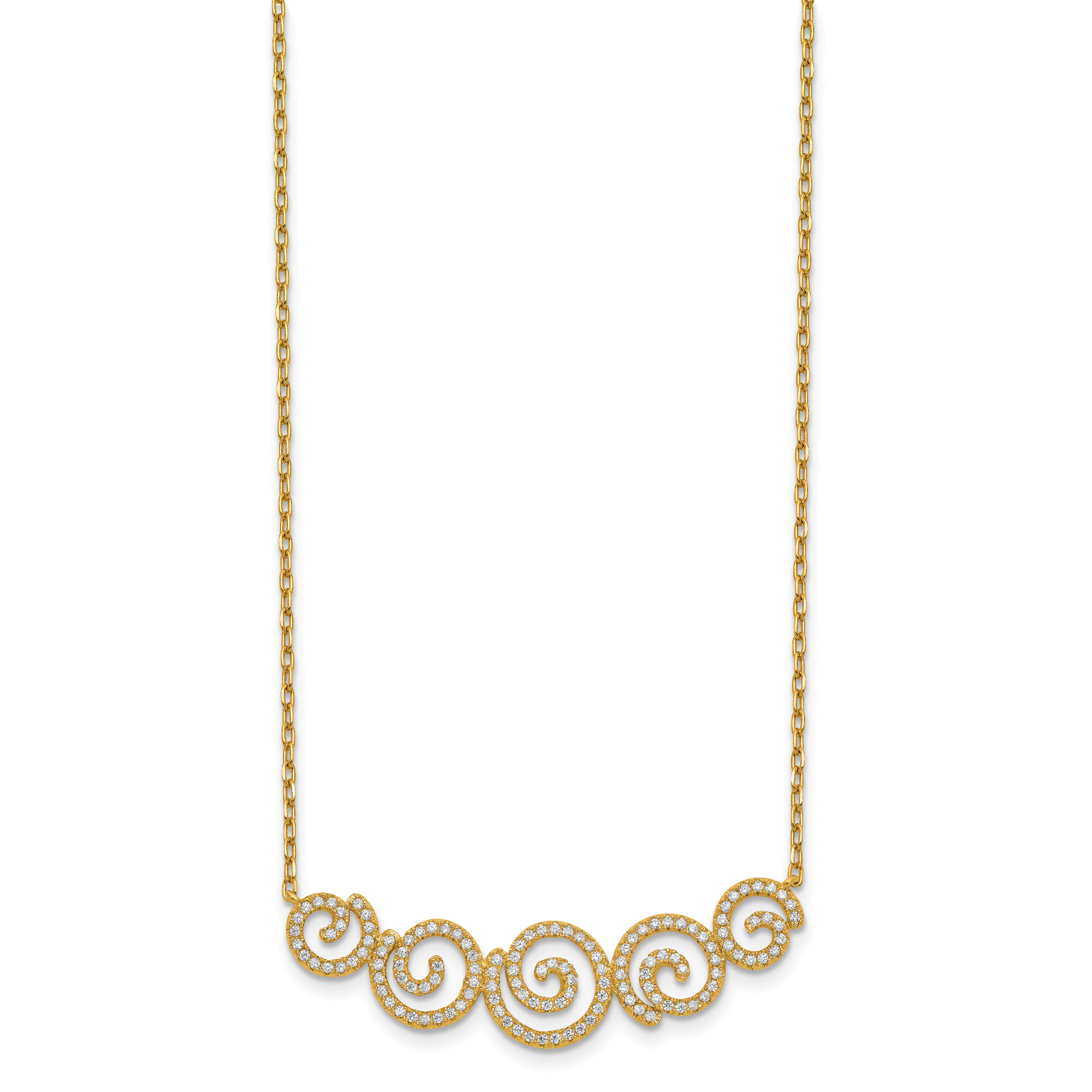 Sophia Jewelers Sterling Silver Gold-Tone CZ Swirl Necklace Unisex