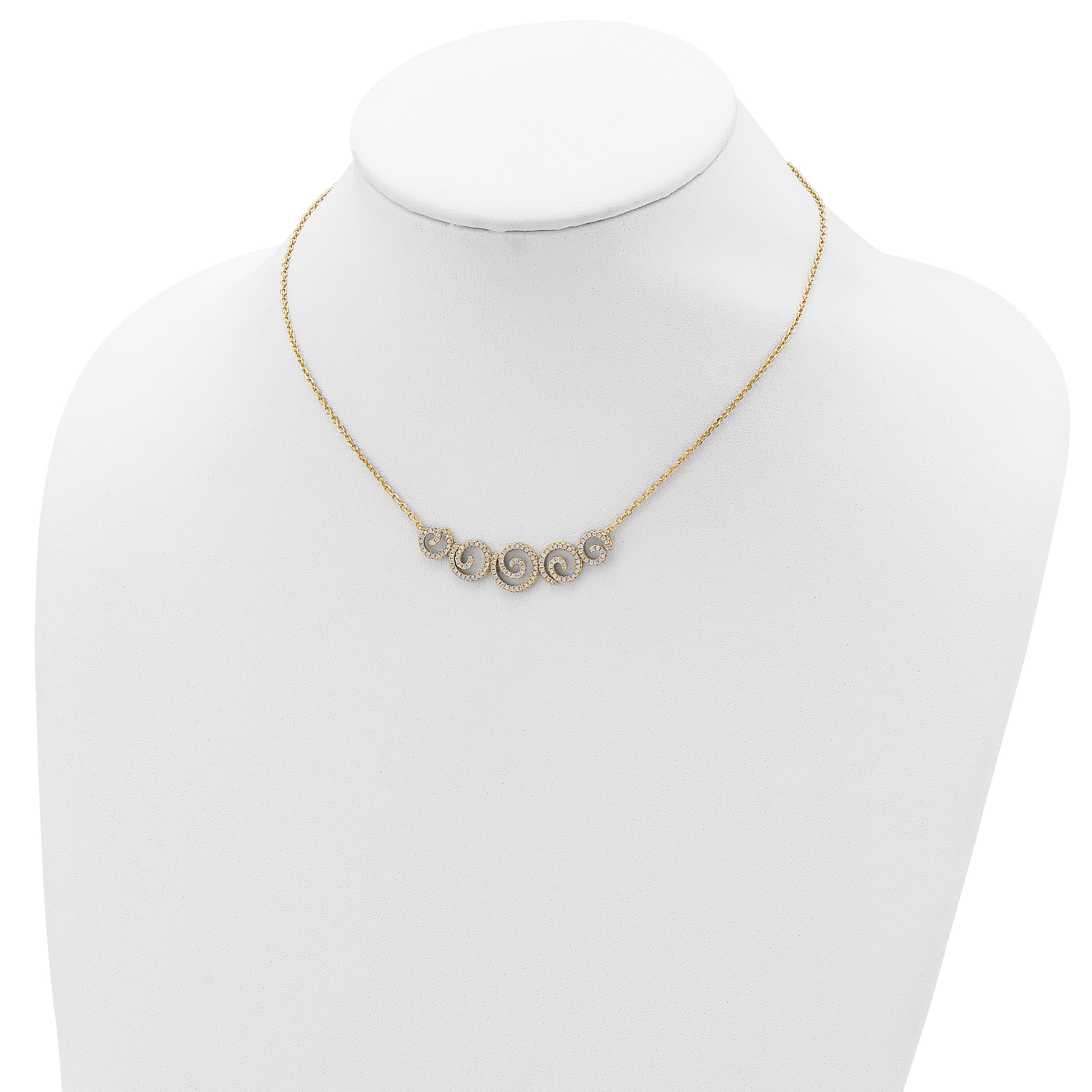 Sophia Jewelers Sterling Silver Gold-Tone CZ Swirl Necklace Unisex