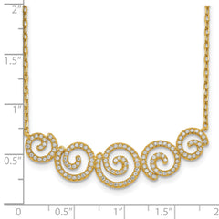 Sophia Jewelers Sterling Silver Gold-Tone CZ Swirl Necklace Unisex