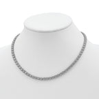 Sterling Silver Rhodium-Plated CZ Riviera Necklace Unisex 17 Polished