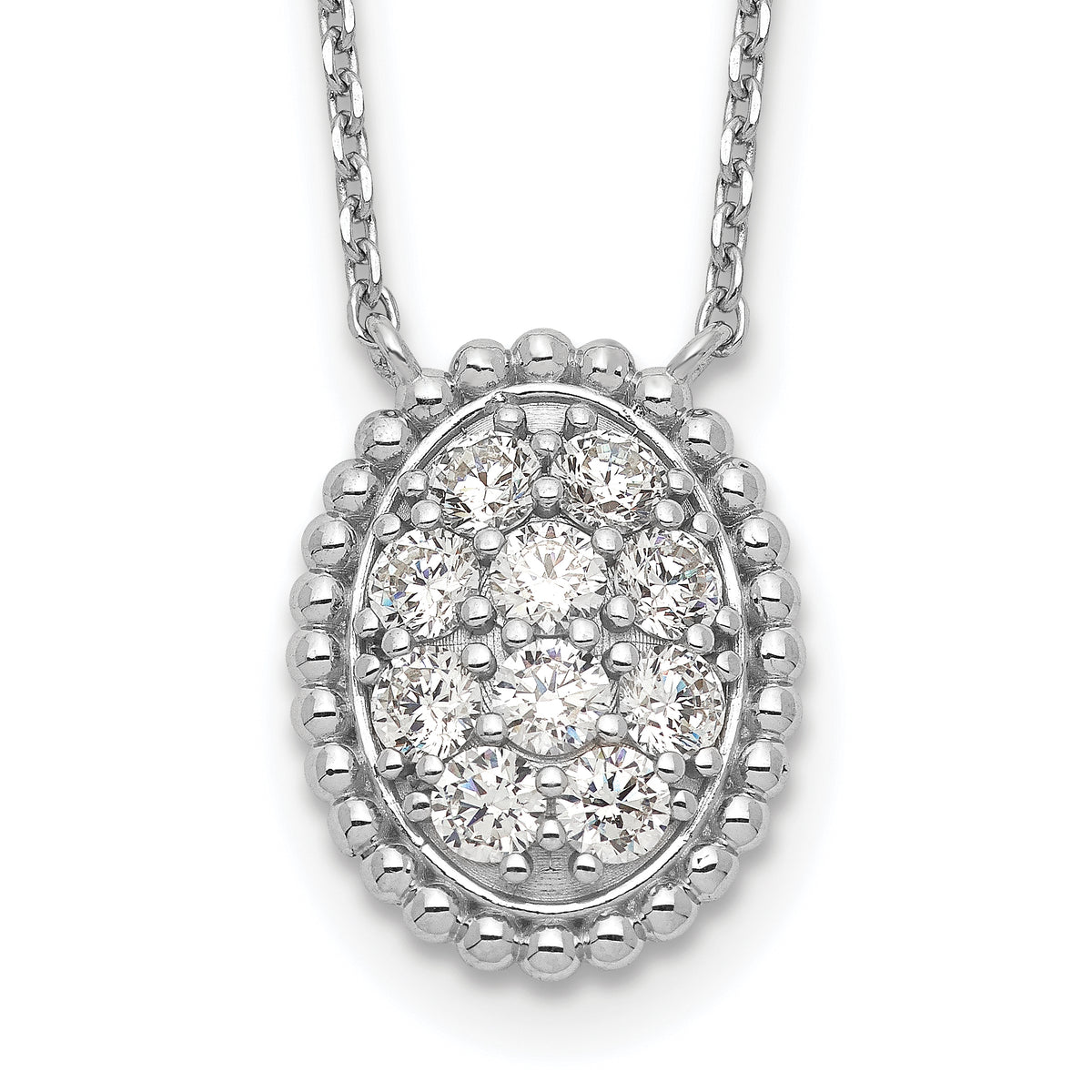 Sterling Shimmer Sterling Silver Rhodium-plated 18 inch 10 Stone Oval CZ Necklace