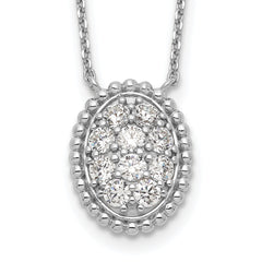 Sterling Shimmer Sterling Silver Rhodium-plated 18 inch 10 Stone Oval CZ Necklace