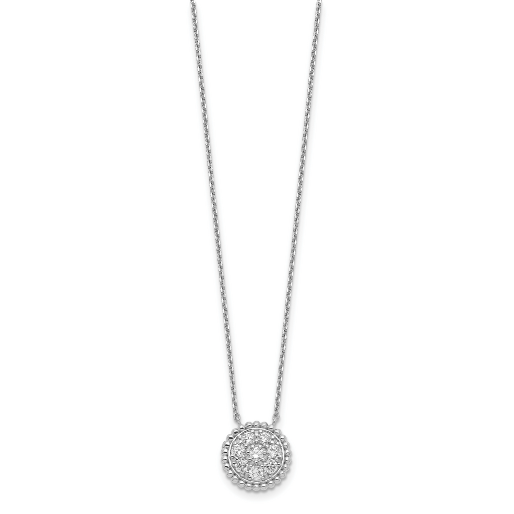 Sterling Silver CZ Necklace with Rhodium Polish Unisex Elegance