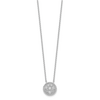 Sterling Silver CZ Necklace with Rhodium Polish Unisex Elegance