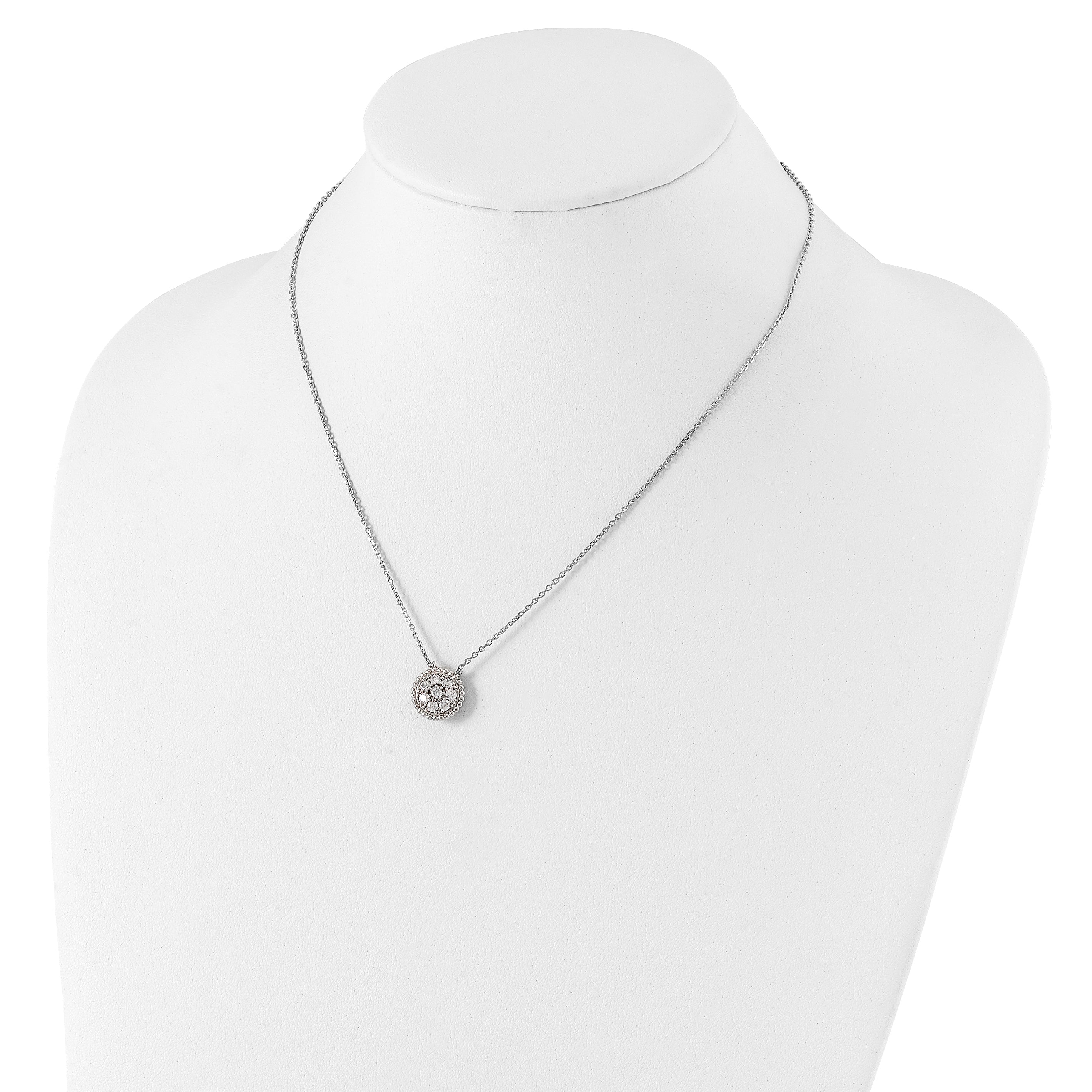 Sterling Silver CZ Necklace with Rhodium Polish Unisex Elegance