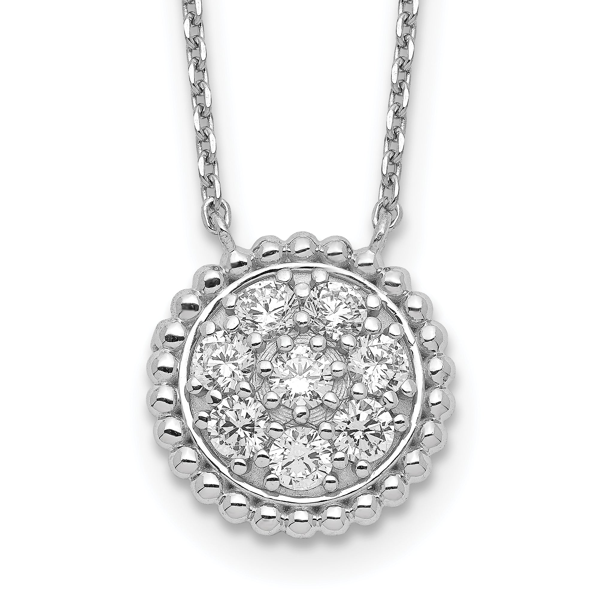 Sterling Shimmer Sterling Silver Rhodium-plated 18 inch 8 Stone CZ Round Necklace Main image