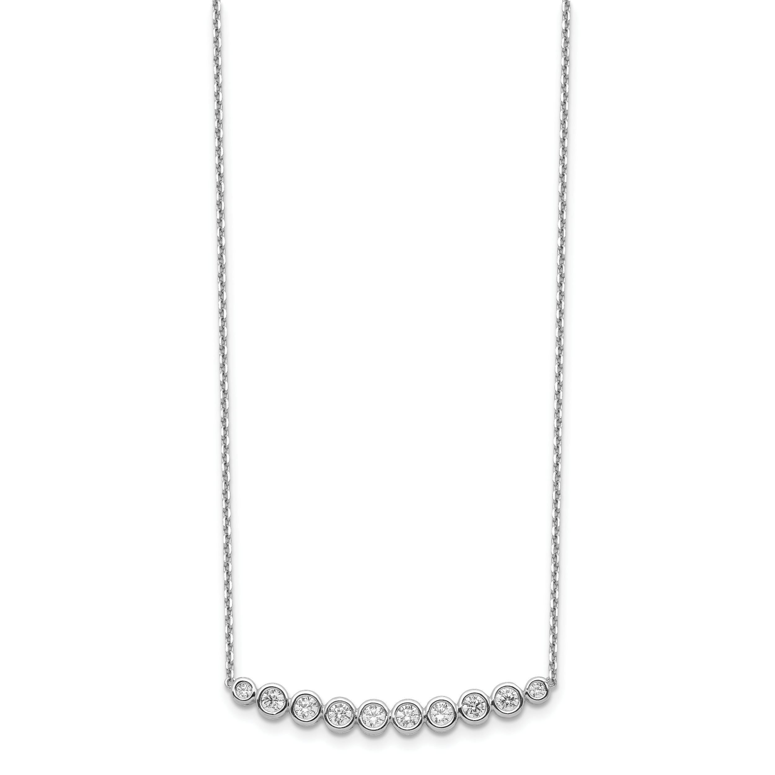 Sophia Jewelers Sterling Silver CZ Bar Necklace with Rhodium Shine and Extender Secondary image