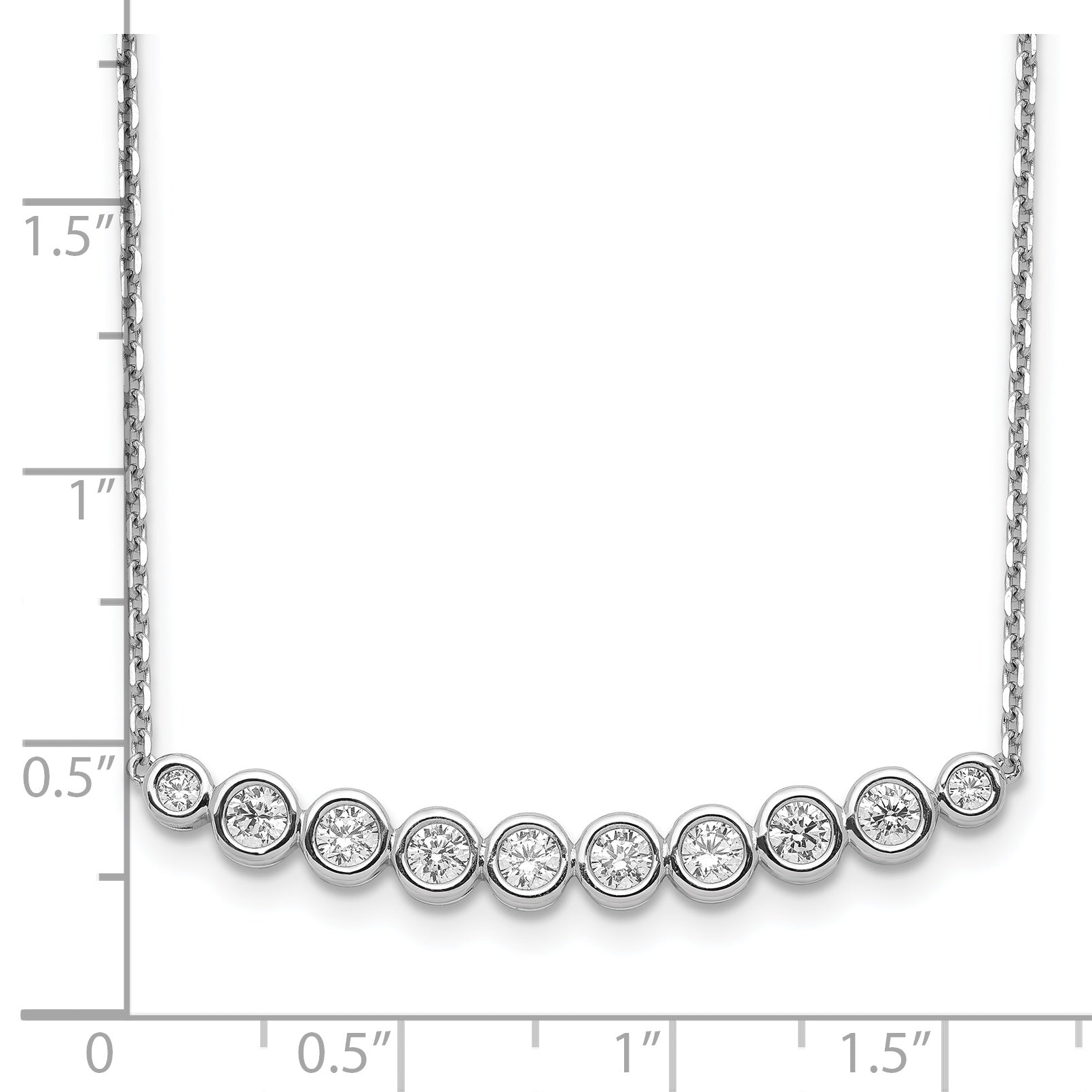 Sophia Jewelers Sterling Silver CZ Bar Necklace with Rhodium Shine and Extender