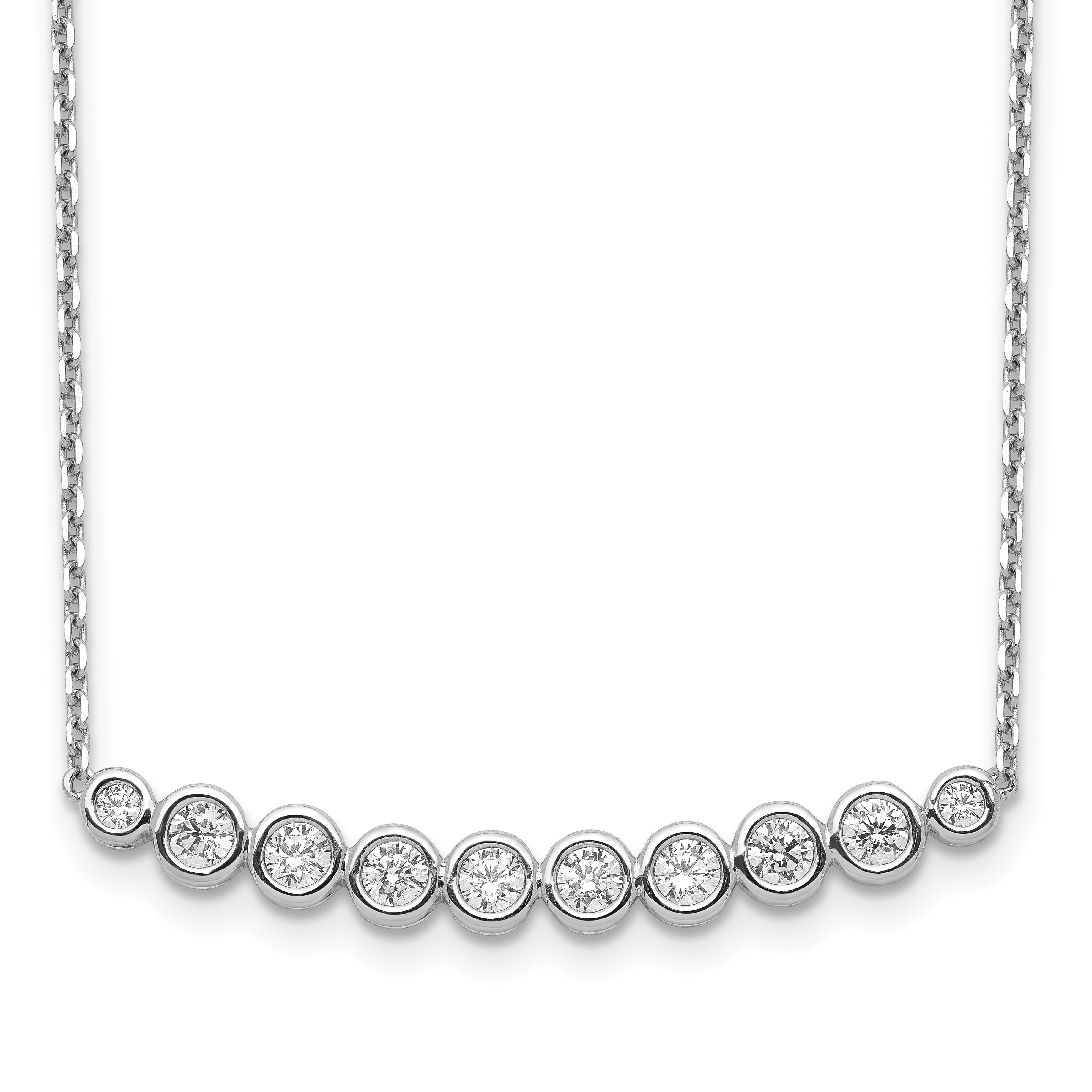 Sterling Shimmer Sterling Silver Rhodium-plated 16 inch 10 Stone CZ Bar Necklace with 2 inch extender Main image