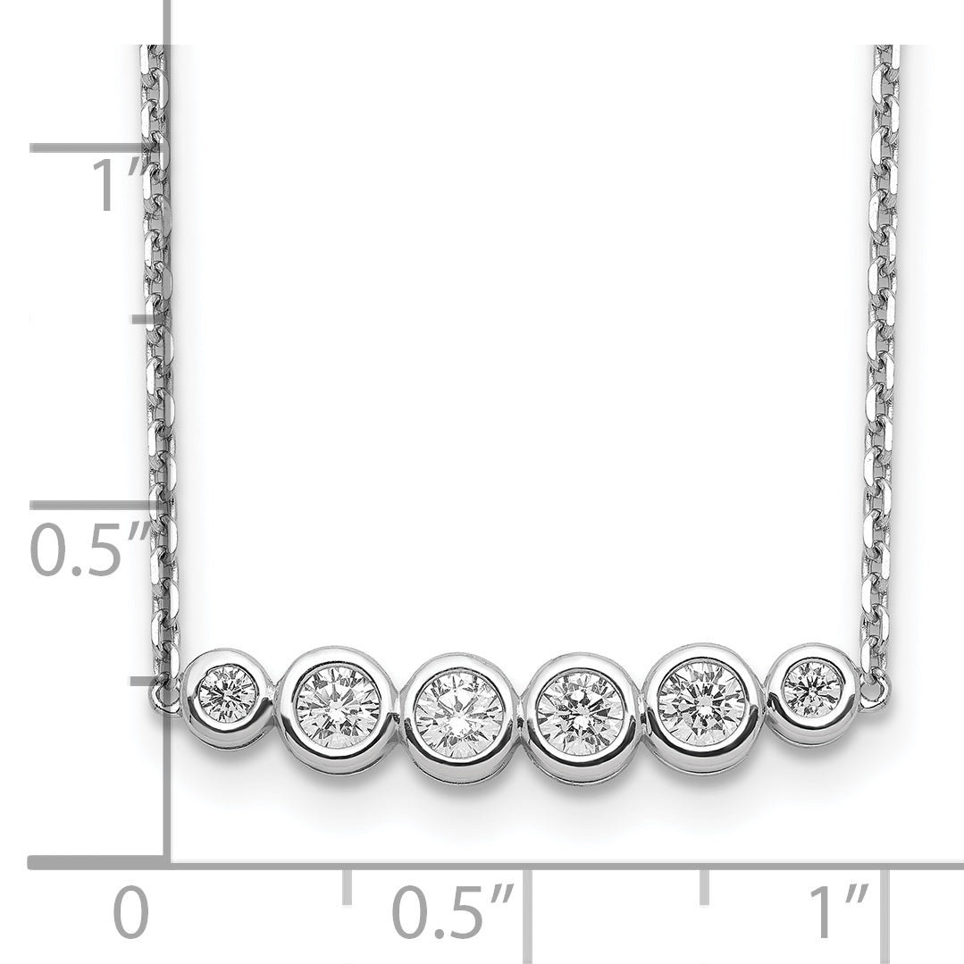 Sterling Silver CZ Bar Necklace with Rhodium Finish and Extender