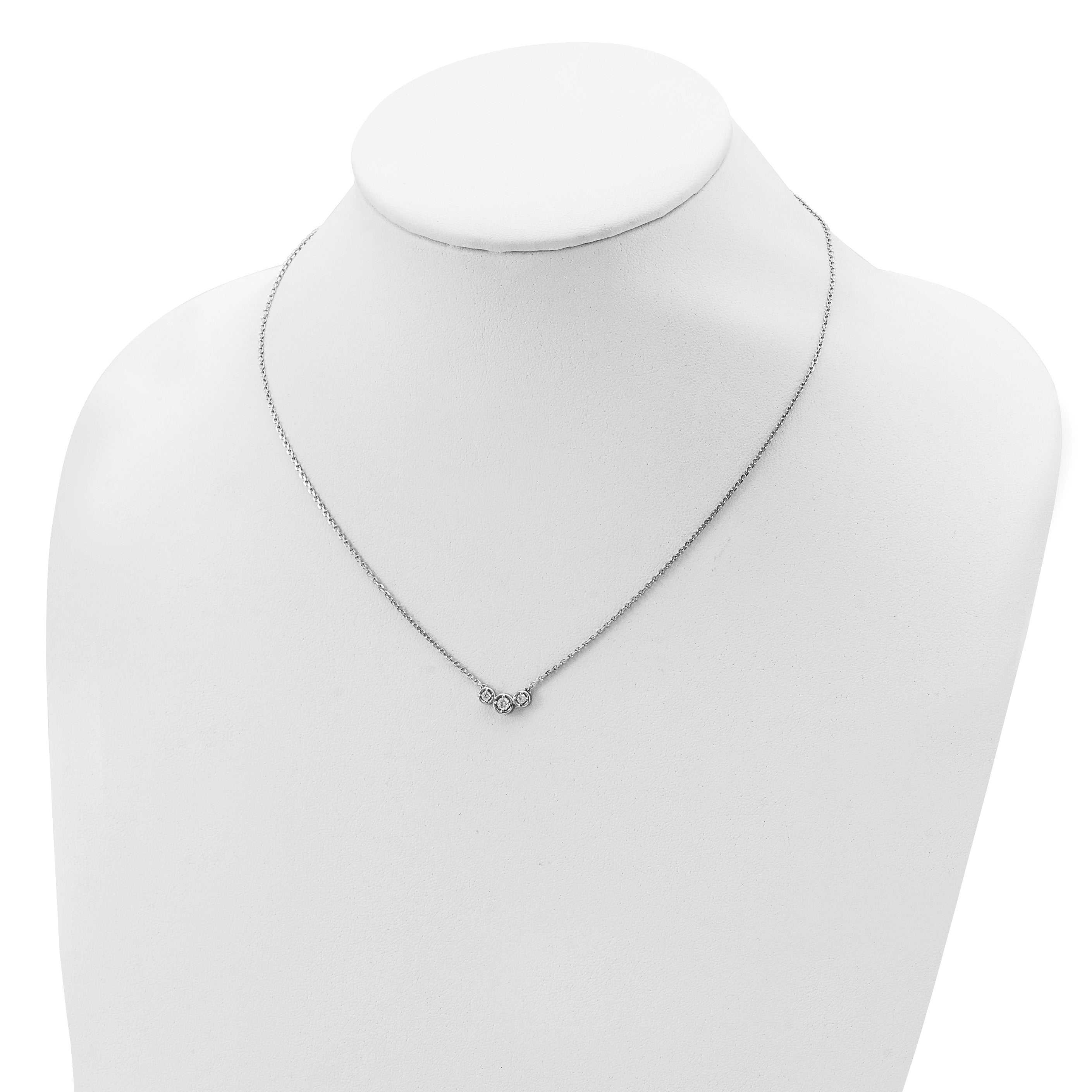 Sophia Jewelers Sterling Silver CZ Necklace with Rhodium Polish and Flexi Length