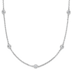 Sterling Shimmer Sterling Silver Rhodium-plated 24 inch 15 Stone 15 Station CZ Necklace