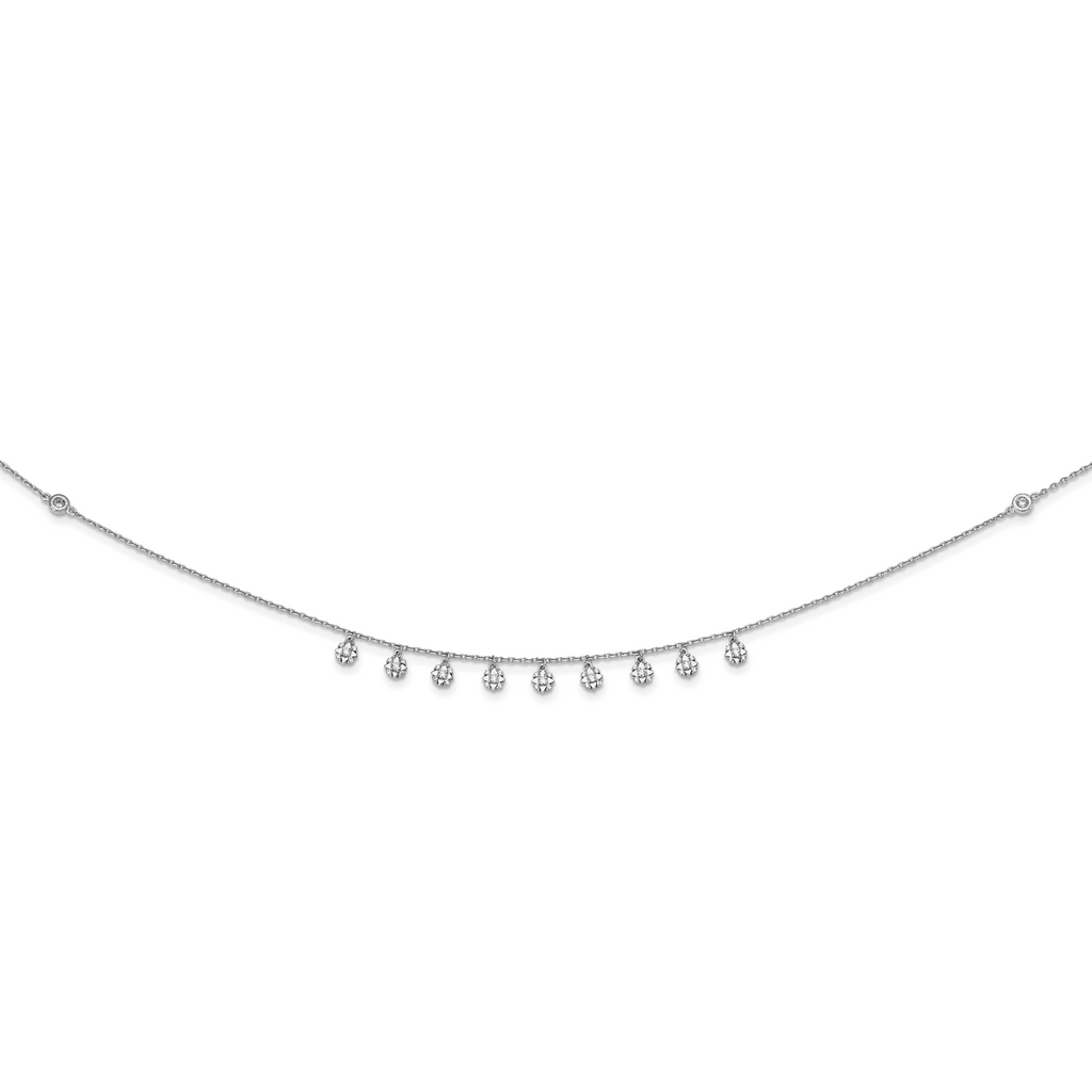 Sophia Jewelers 925 Sterling Silver CZ Star Station Necklace Unisex 18 Elegant