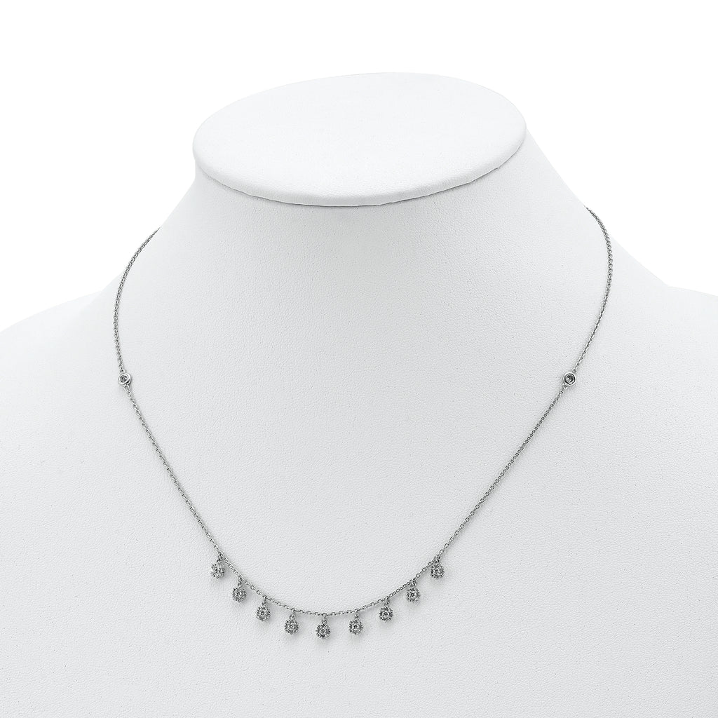 Sophia Jewelers 925 Sterling Silver CZ Star Station Necklace Unisex 18 Elegant