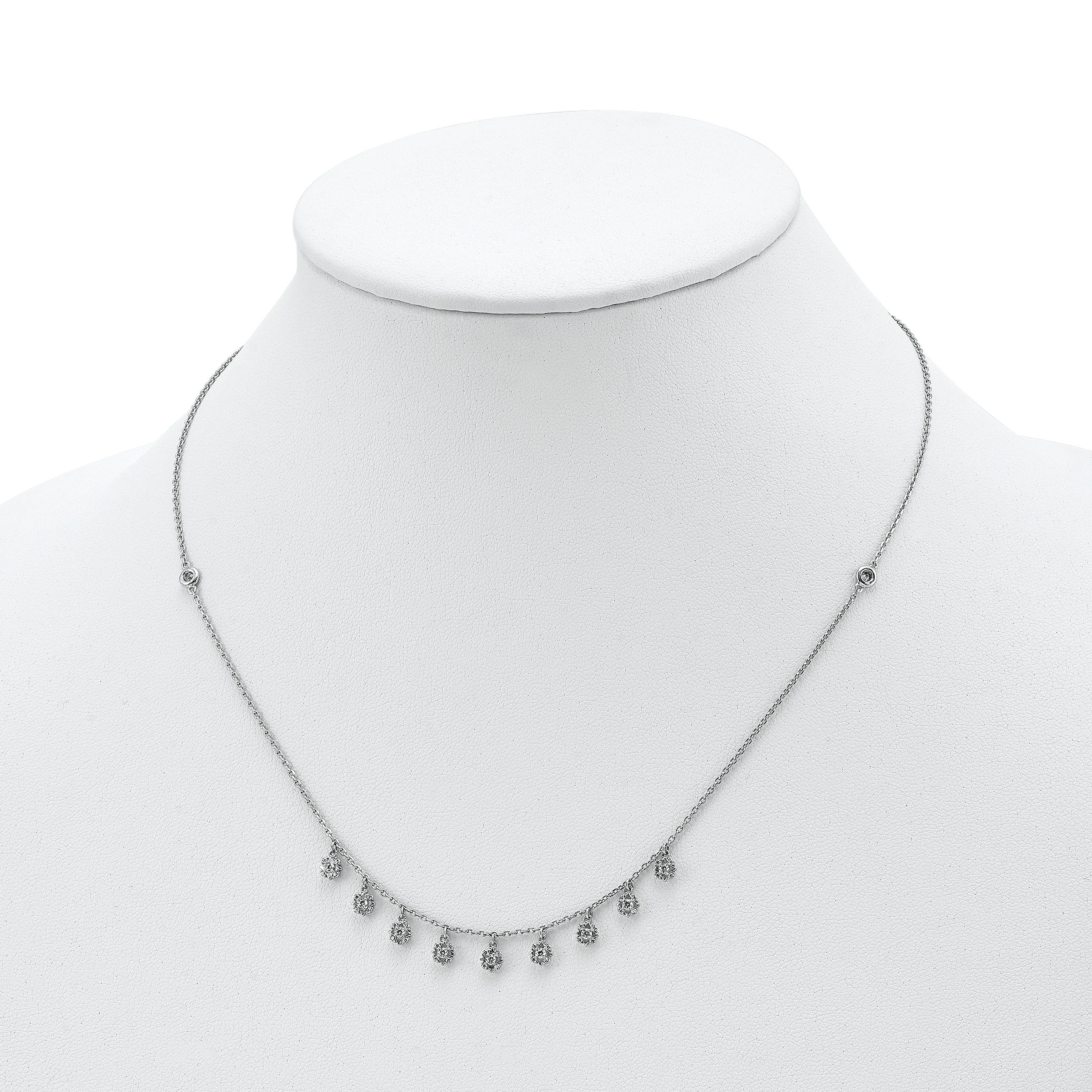 Sophia Jewelers 925 Sterling Silver CZ Star Station Necklace Unisex 18 Elegant