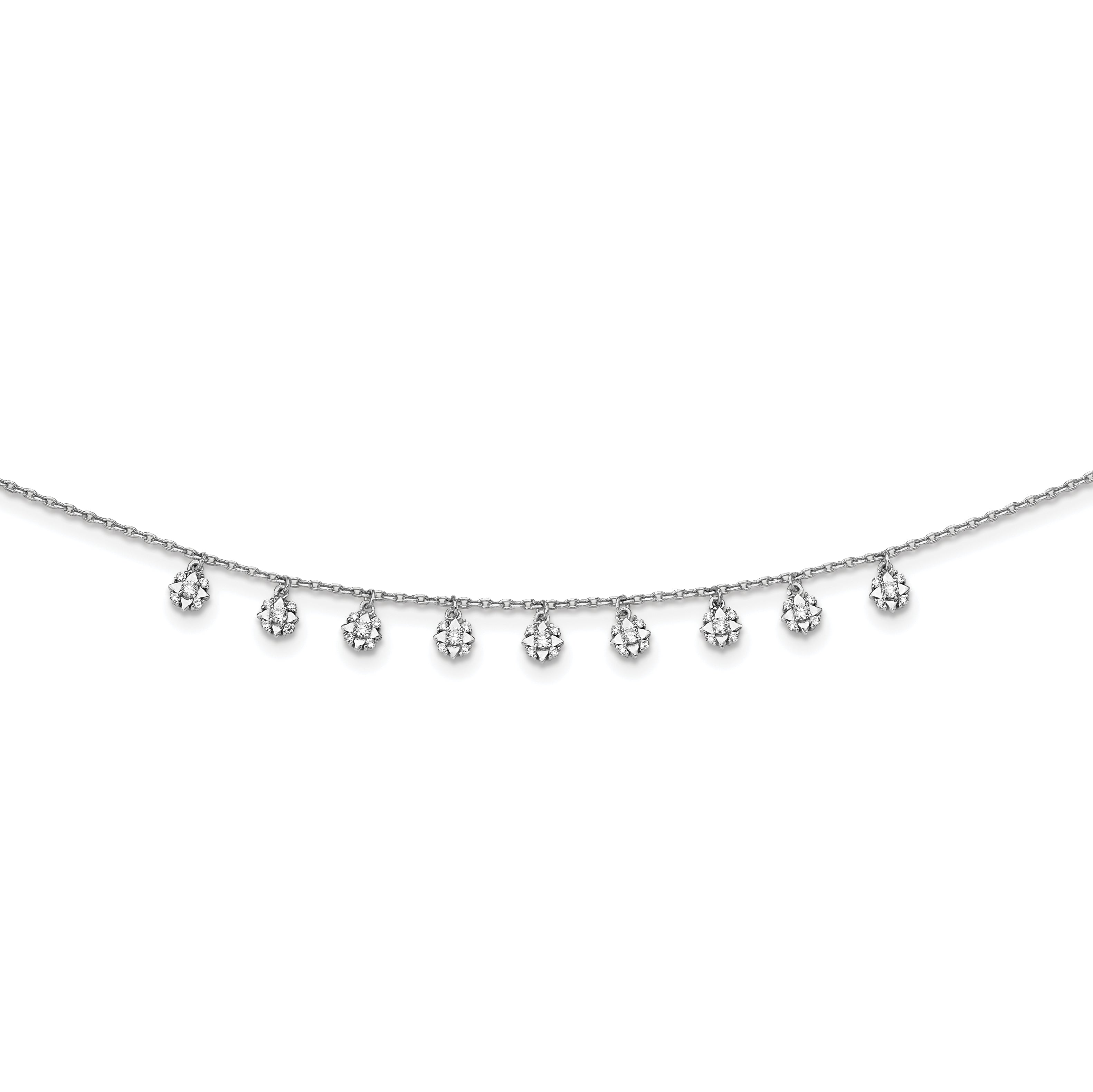 Sterling Shimmer Sterling Silver Rhodium-plated 18 inch 48 Stone 11 Star Stations CZ Necklace Main image