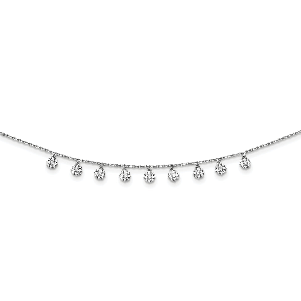 Sterling Shimmer Sterling Silver Rhodium-plated 18 inch 48 Stone 11 Star Stations CZ Necklace