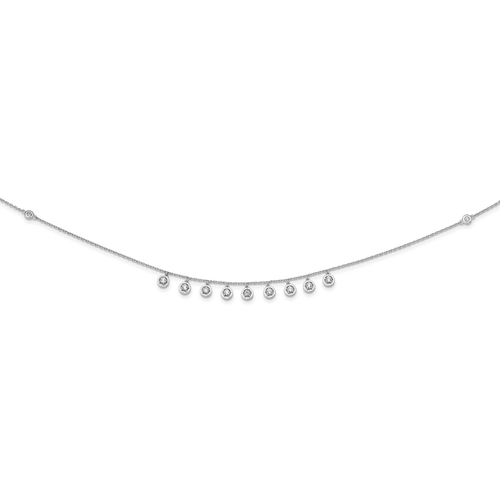 Sterling Silver CZ Necklace with Rhodium Finish Unisex Elegance