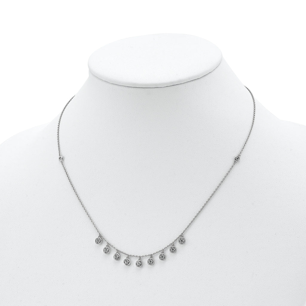 Sterling Silver CZ Necklace with Rhodium Finish Unisex Elegance