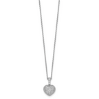 Sophia Jewelers Rhodium-Plated Sterling Silver Heart Necklace with 40 CZ Stones