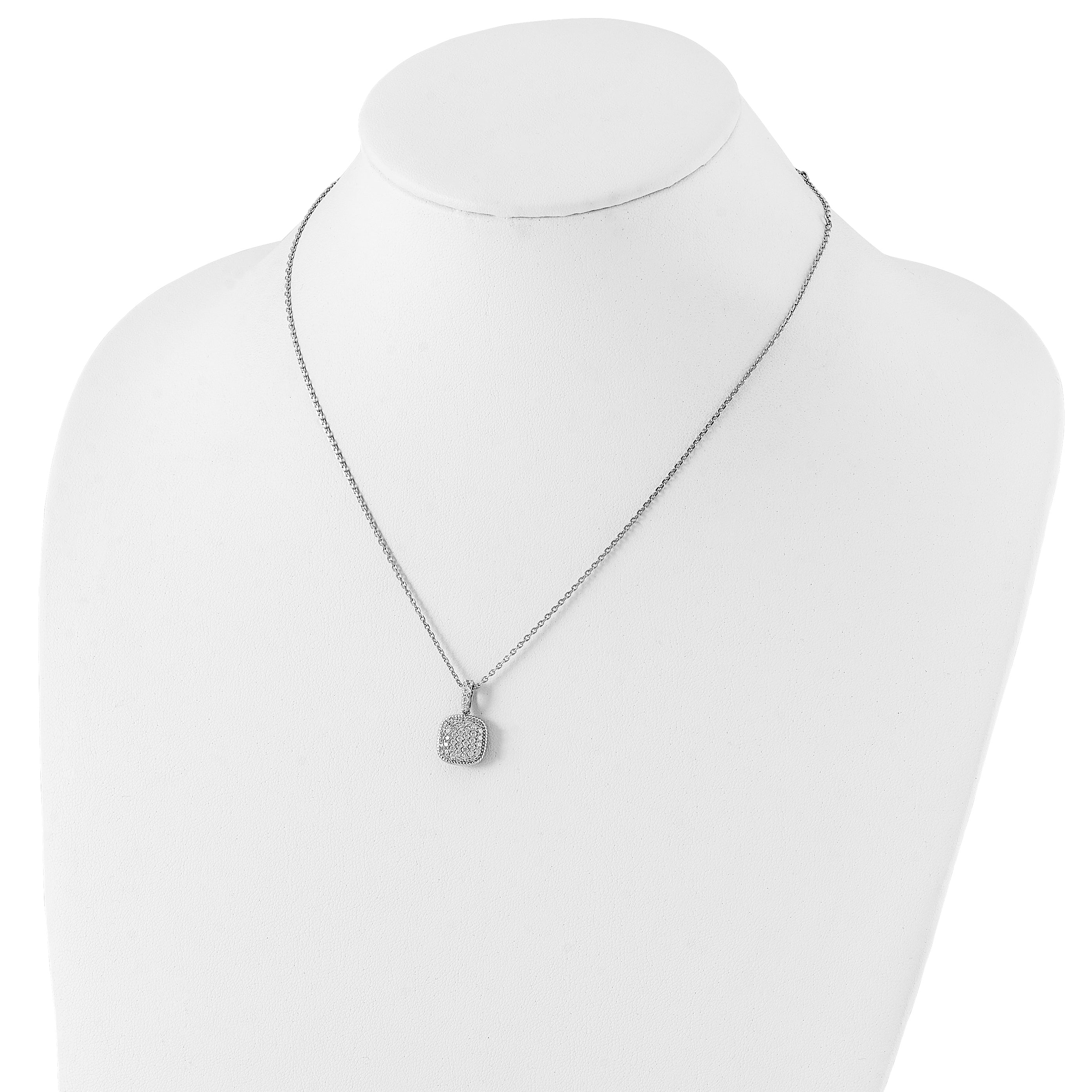 Sophia Jewelers 925 Sterling Silver CZ Pendant Necklace with Rhodium Polish