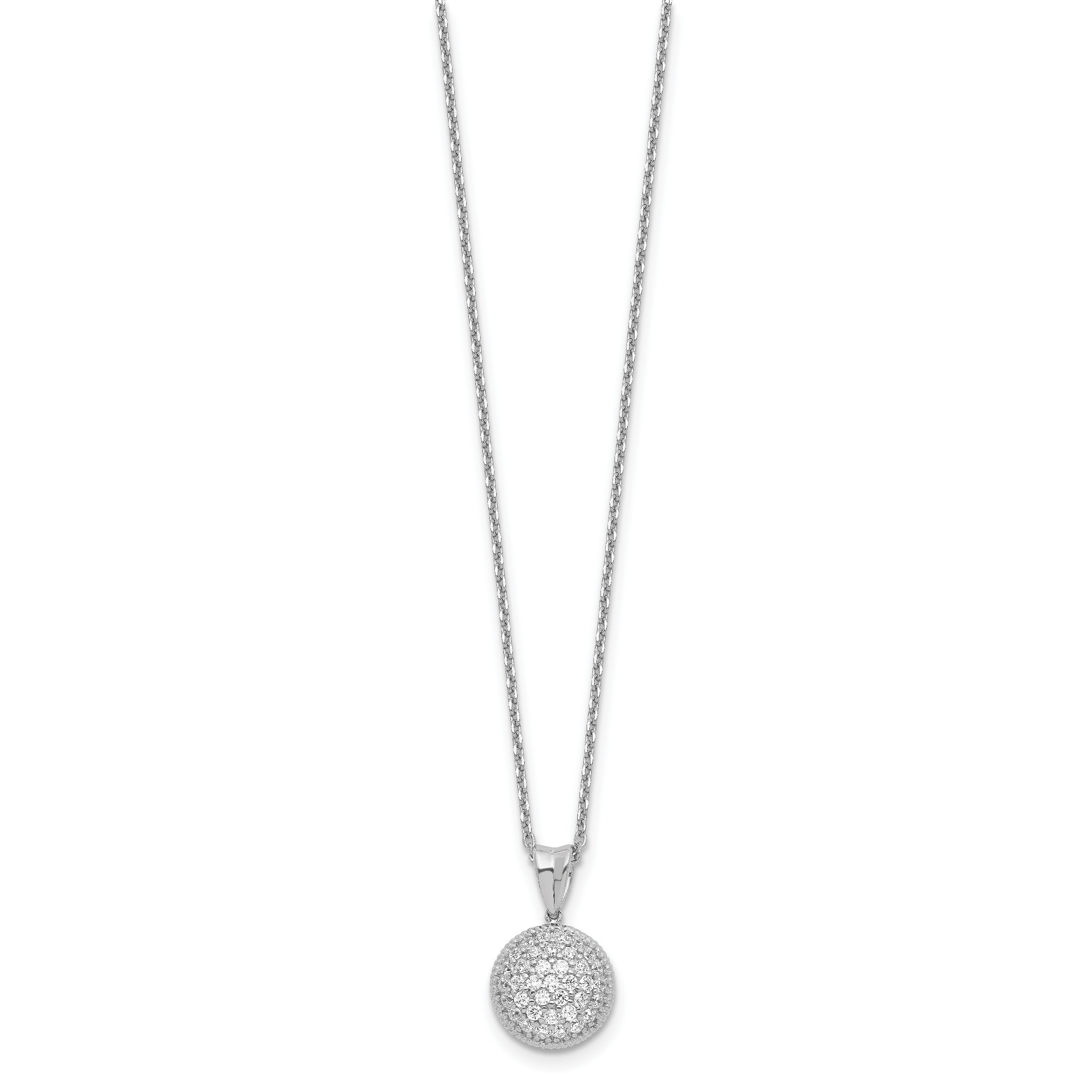 Sterling Silver CZ Pendant Necklace with Rhodium Polish Unisex 18 Inch Secondary image