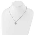 Sterling Silver CZ Pendant Necklace with Rhodium Polish Unisex 18 Inch