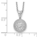 Sterling Silver CZ Pendant Necklace with Rhodium Polish Unisex 18 Inch