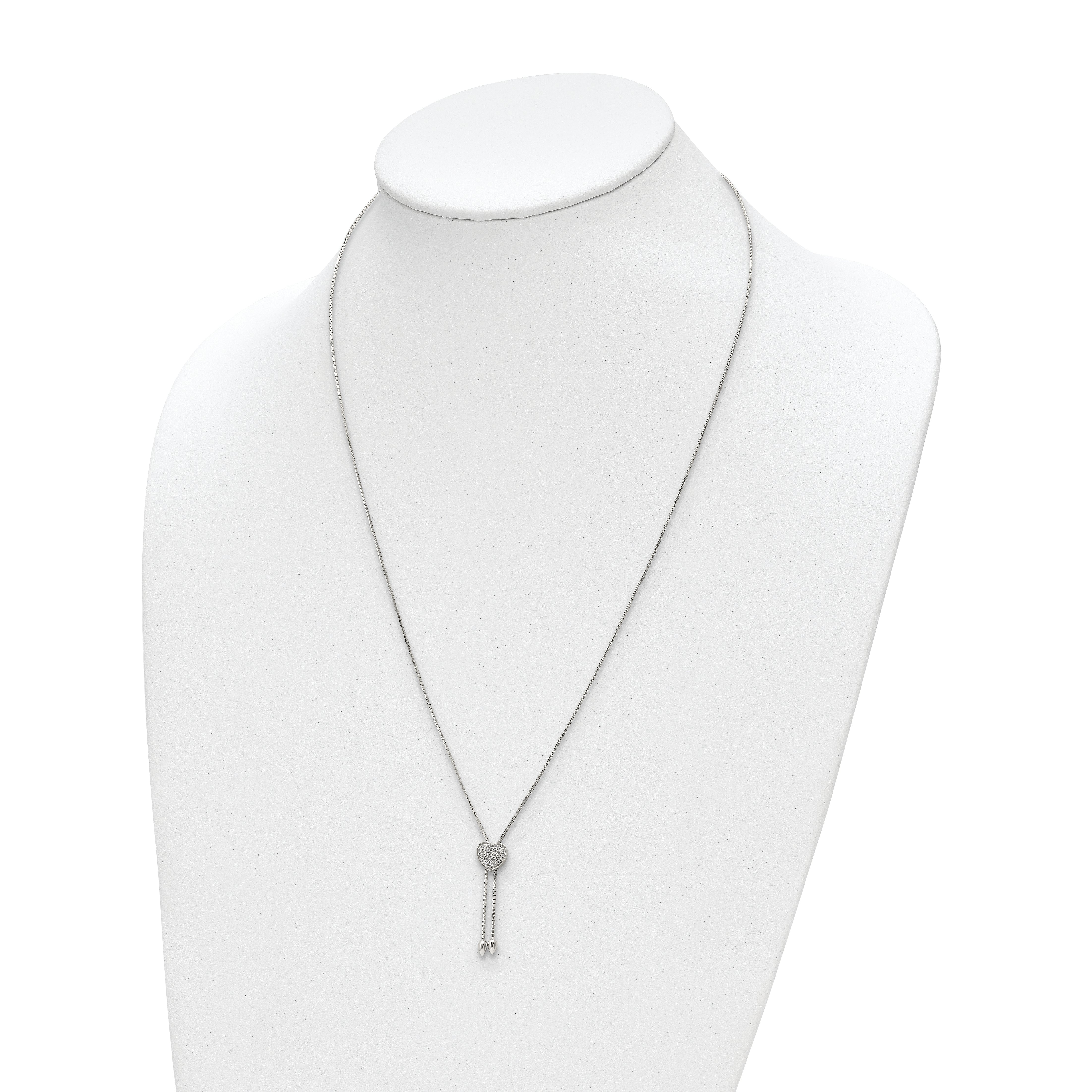 Sterling Silver 26 CZ Lariat Necklace with Rhodium Polish