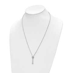 Sterling Silver 26 CZ Lariat Necklace with Rhodium Polish