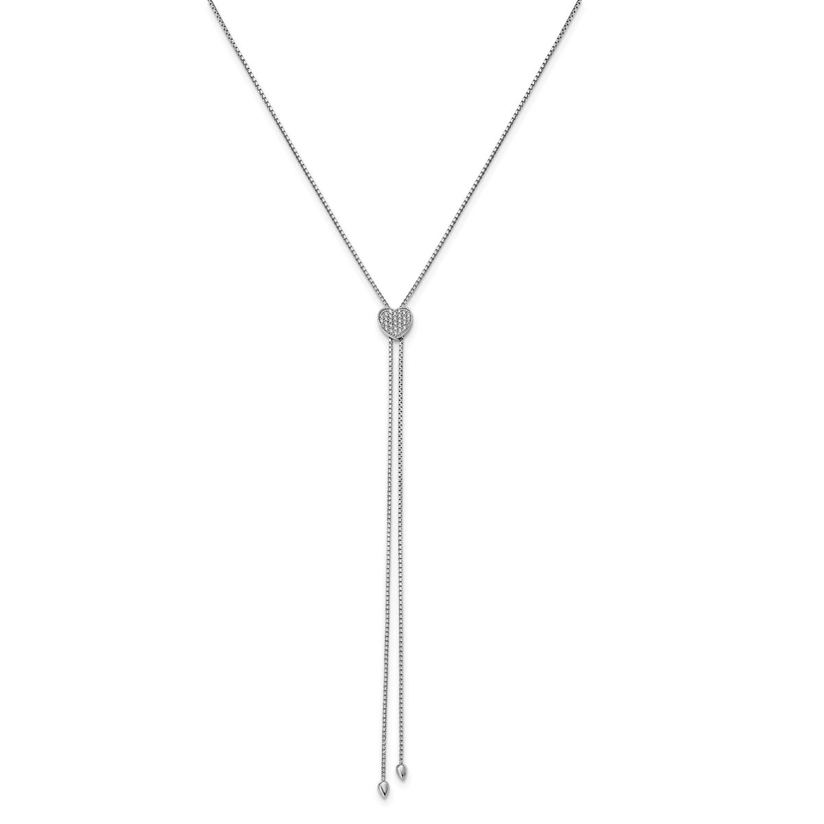 Sterling Shimmer Sterling Silver Rhodium-plated 26 inch Adjustable 27 Stone CZ Lariat Necklace