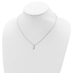 Sterling Silver CZ Moon and Star Necklace with Extender Unisex