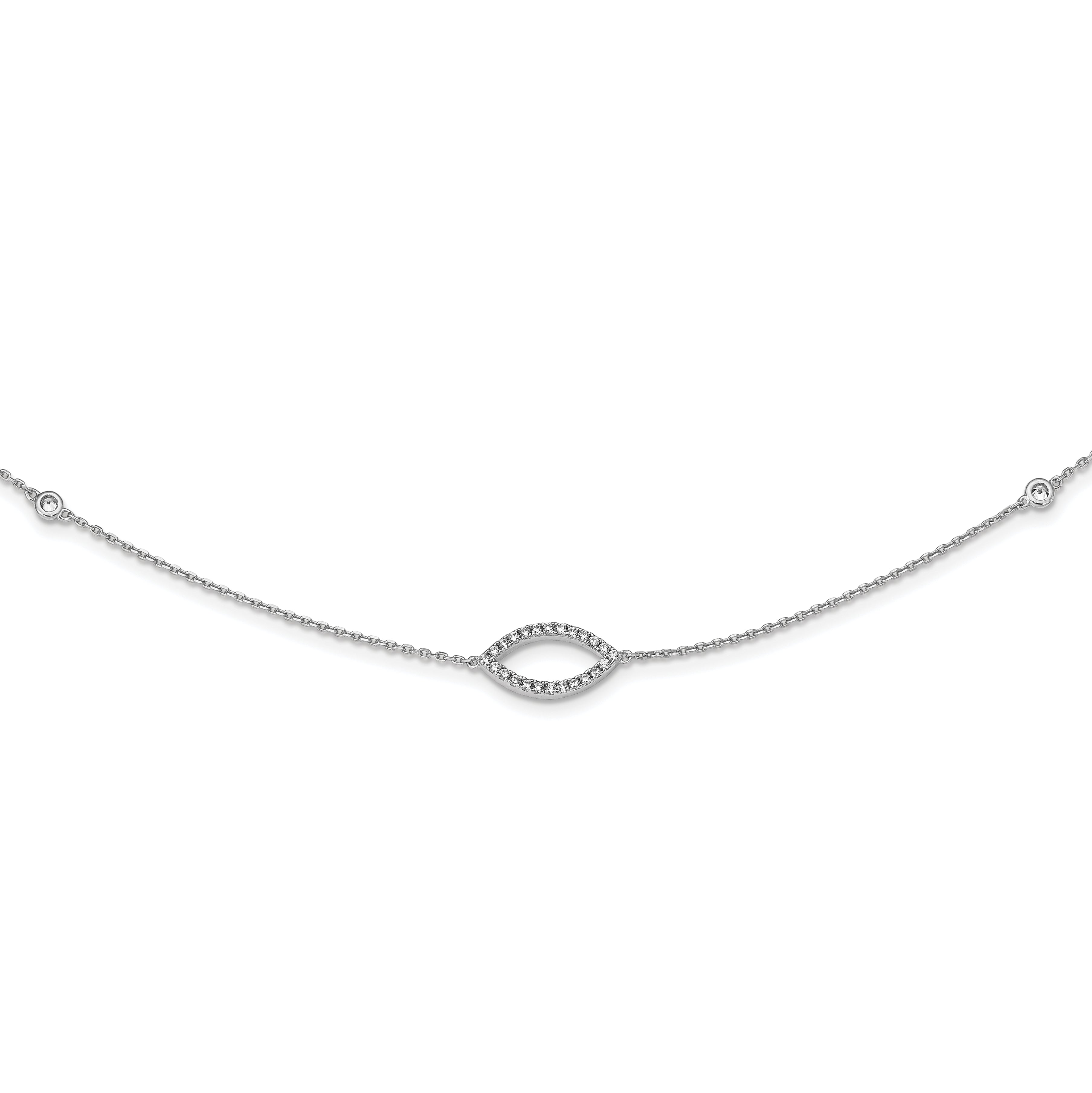 Sterling Shimmer Sterling Silver Rhodium-plated 18 inch 76 Stone 7 Station CZ Necklace Main image